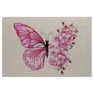 Flower Butterfly with Pink Sakura Fabric