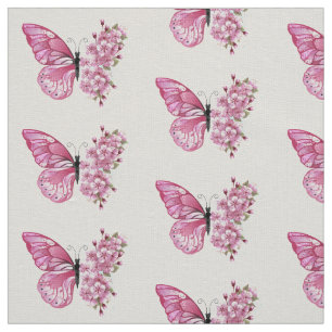 Flower Butterfly with Pink Sakura Fabric