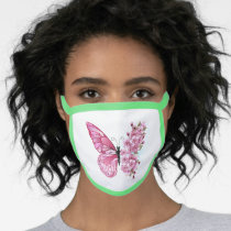 Flower Butterfly with Pink Sakura Face Mask