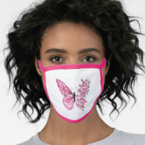 Flower Butterfly with Pink Sakura Face Mask