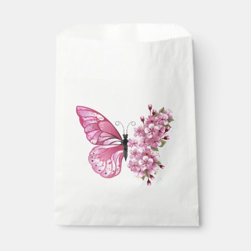 Flower Butterfly with Pink Sakura Favor Bag