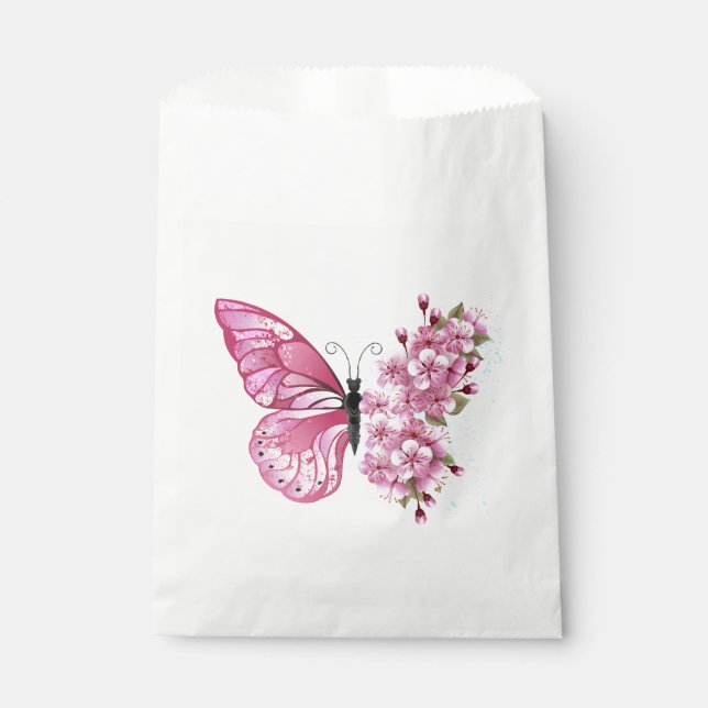 Flower Butterfly with Pink Sakura Favor Bag (Front)