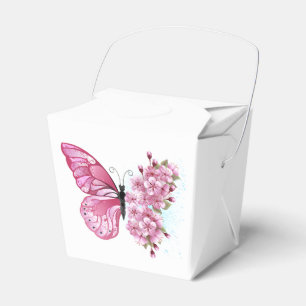Flower Butterfly with Pink Sakura Favor Boxes