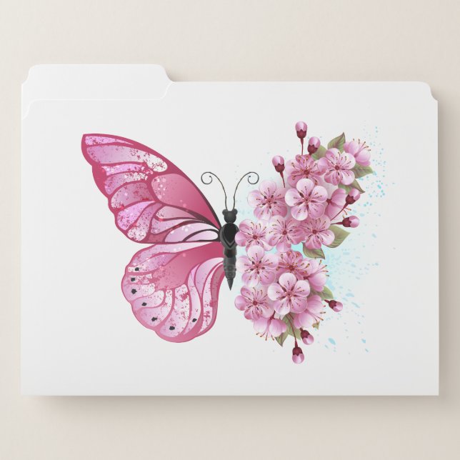 Flower Butterfly with Pink Sakura File Folder (Front Left)