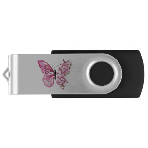 Flower Butterfly with Pink Sakura Flash Drive