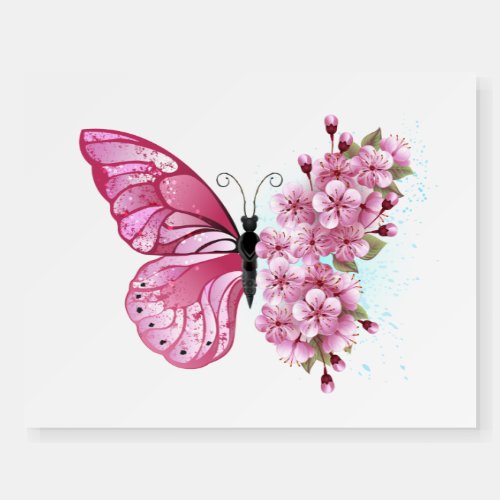 Flower Butterfly with Pink Sakura Foam Board