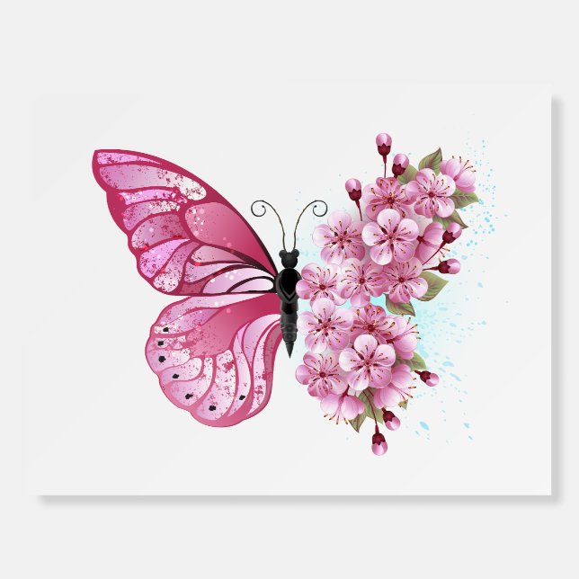Flower Butterfly with Pink Sakura Foam Board (Front)