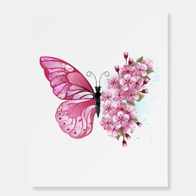 Flower Butterfly with Pink Sakura Foam Board (Front)