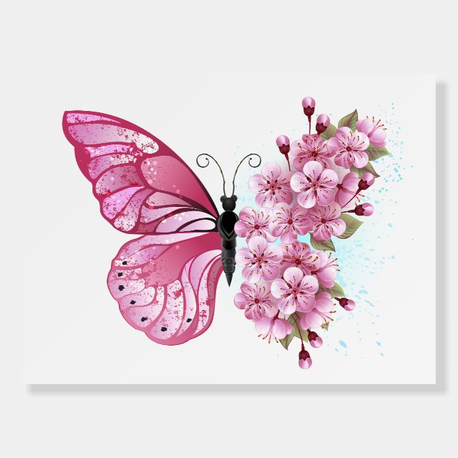 Flower Butterfly with Pink Sakura Foam Board (Front)