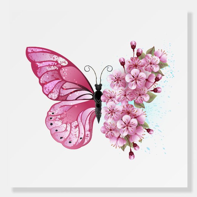Flower Butterfly with Pink Sakura Foam Board (Front)