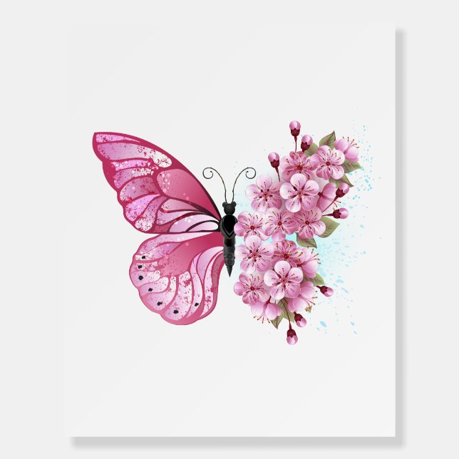 Flower Butterfly with Pink Sakura Foam Board (Front)