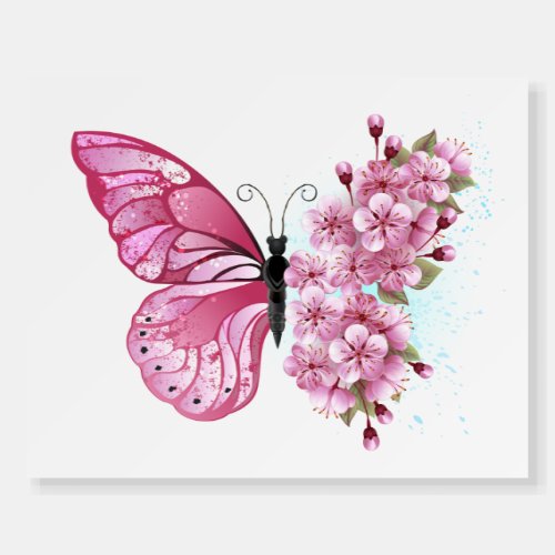 Flower Butterfly with Pink Sakura Foam Board