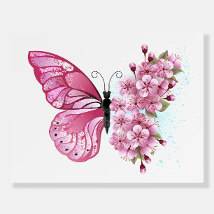 Flower Butterfly with Pink Sakura Foam Board