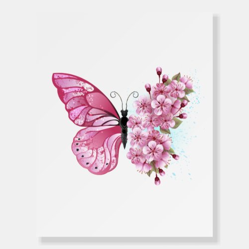 Flower Butterfly with Pink Sakura Foam Board