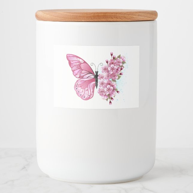 Flower Butterfly with Pink Sakura Food Label (Front)