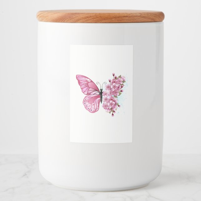 Flower Butterfly with Pink Sakura Food Label (Front)