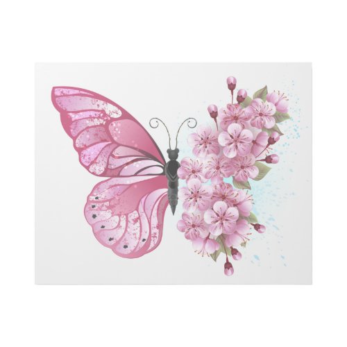 Flower Butterfly with Pink Sakura Gallery Wrap