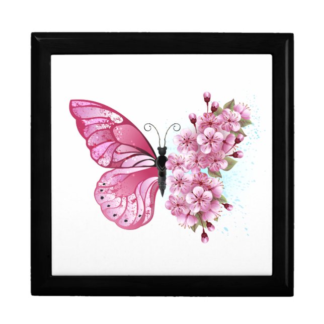 Flower Butterfly with Pink Sakura Gift Box (Front)