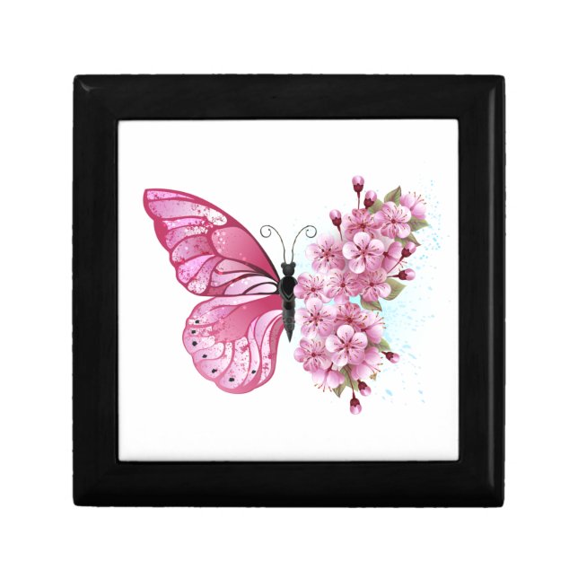 Flower Butterfly with Pink Sakura Gift Box (Front)