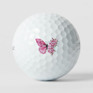Flower Butterfly with Pink Sakura Golf Balls