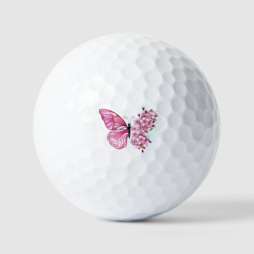 Flower Butterfly with Pink Sakura Golf Balls