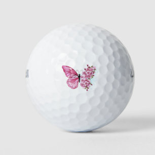 Flower Butterfly with Pink Sakura Golf Balls