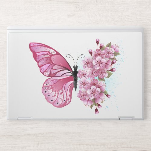 Flower Butterfly with Pink Sakura HP Laptop Skin