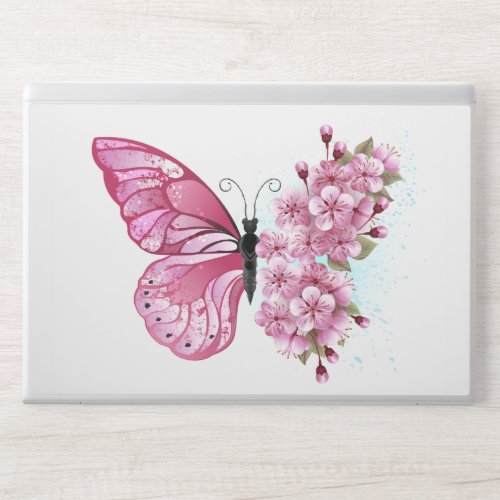 Flower Butterfly with Pink Sakura HP Laptop Skin