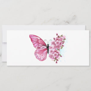 Flower Butterfly with Pink Sakura Invitation