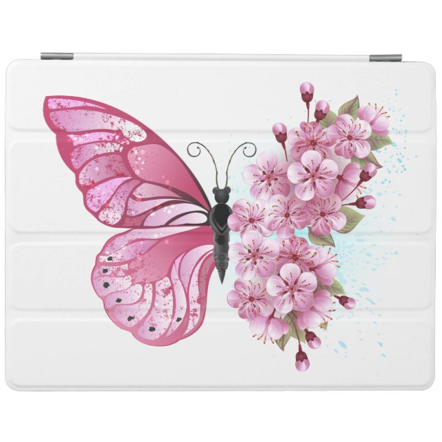Flower Butterfly with Pink Sakura iPad Smart Cover (Horizontal)
