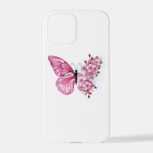 Flower Butterfly with Pink Sakura iPhone 12 Pro Case