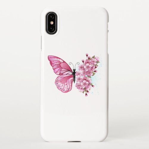 Flower Butterfly with Pink Sakura iPhone XS Max Case