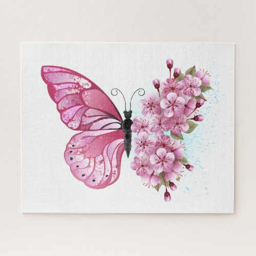 Flower Butterfly with Pink Sakura Jigsaw Puzzle