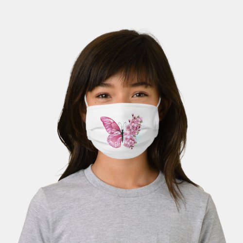 Flower Butterfly with Pink Sakura Kids Cloth Face Mask