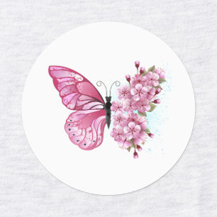 Flower Butterfly with Pink Sakura Kids' Labels