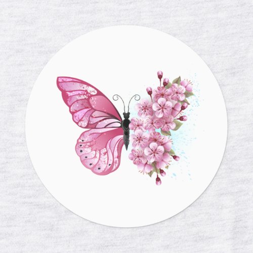 Flower Butterfly with Pink Sakura Kids Labels