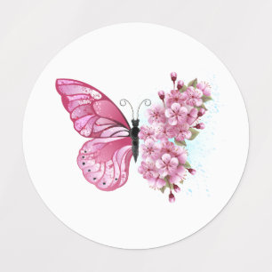 Flower Butterfly with Pink Sakura Kids' Labels