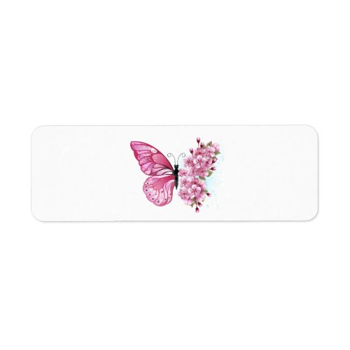 Flower Butterfly with Pink Sakura Label