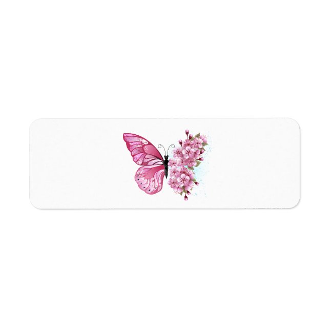 Flower Butterfly with Pink Sakura Label (Front)