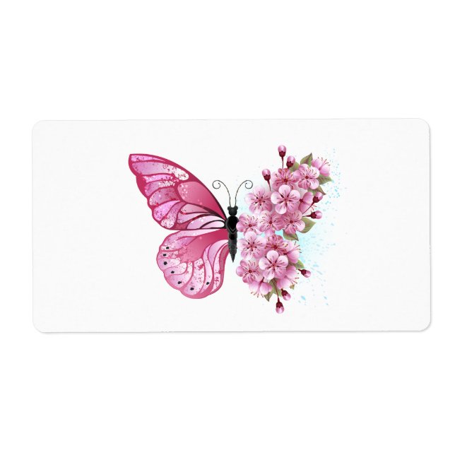 Flower Butterfly with Pink Sakura Label (Front)