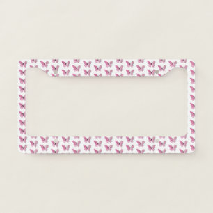Flower Butterfly with Pink Sakura License Plate Frame