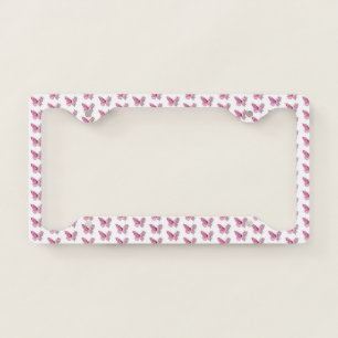 Flower Butterfly with Pink Sakura License Plate Frame