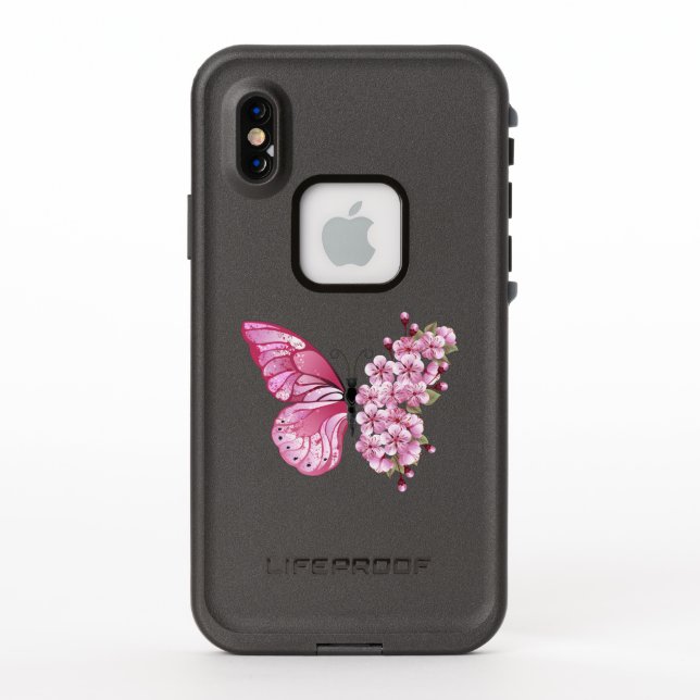 Flower Butterfly with Pink Sakura LifeProof iPhone Case (Back)