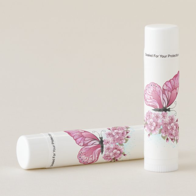 Flower Butterfly with Pink Sakura Lip Balm (Front)