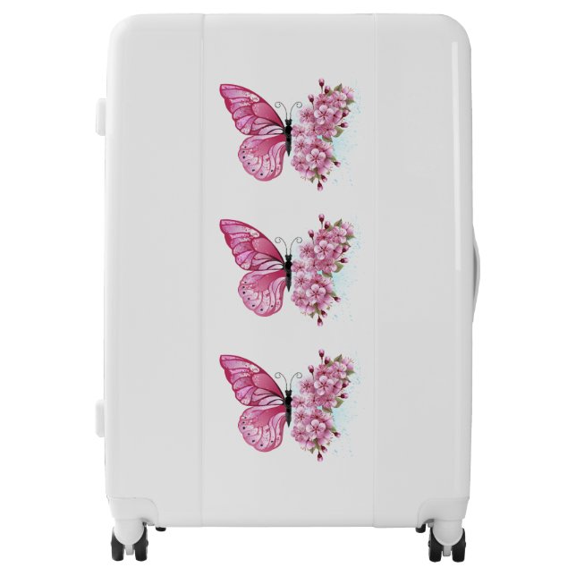 Flower Butterfly with Pink Sakura Luggage (Front)
