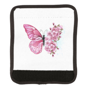 Flower Butterfly with Pink Sakura Luggage Handle Wrap