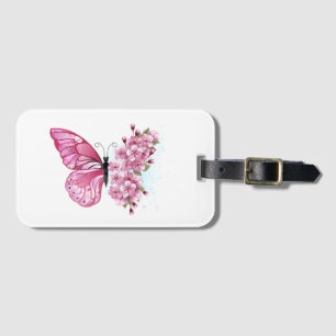 Flower Butterfly with Pink Sakura Luggage Tag