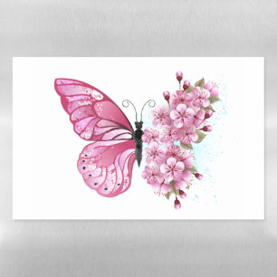 Flower Butterfly with Pink Sakura Magnetic Dry Erase Sheet