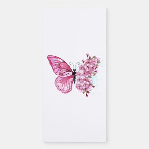 Flower Butterfly with Pink Sakura Magnetic Notepad