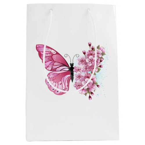 Flower Butterfly with Pink Sakura Medium Gift Bag